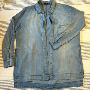 Jean Velvet Heart button down shirt. Casual. Oversized. Long.